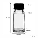 REGENT CLEOPATRA SALT & PEPPER GLASS SHAKERS WITH BLACK LIDS, 85ML
