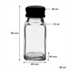 REGENT CLEOPATRA SALT & PEPPER GLASS SHAKERS WITH BLACK LIDS, 85ML