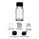REGENT CLEOPATRA SALT & PEPPER GLASS SHAKERS WITH BLACK LIDS, 85ML