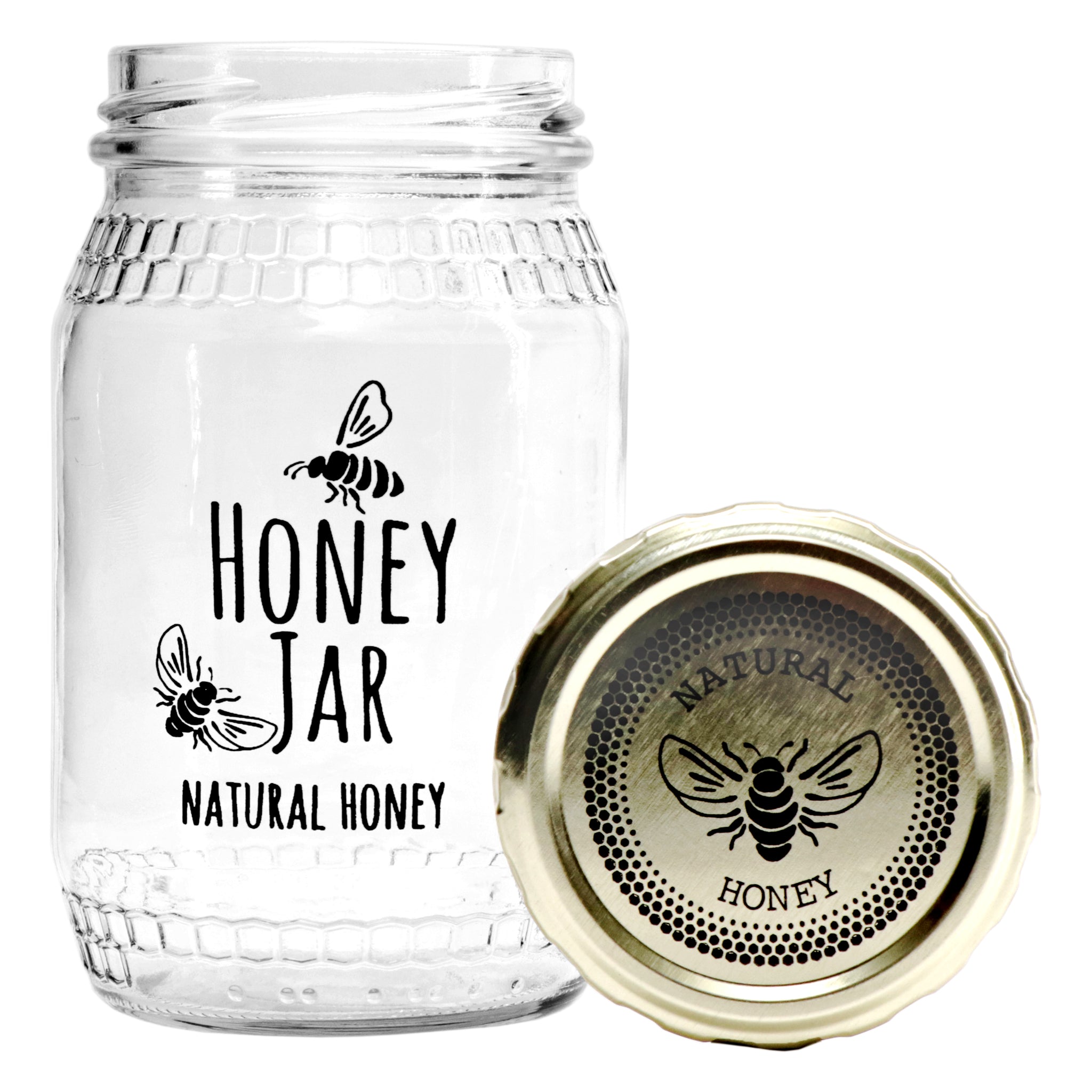 REGENT HONEY JAR WITH HONEY BEE PRINT, 352ML
