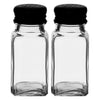 REGENT CLEOPATRA SALT & PEPPER GLASS SHAKERS WITH BLACK LIDS, 2 PIECE SET