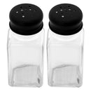 REGENT CLEOPATRA SALT & PEPPER GLASS SHAKERS WITH BLACK LIDS, 2 PIECE SET
