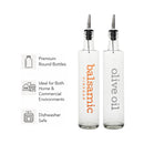REGENT ROUND GLASS PRINTED OLIVE OIL & BALSAMIC BOTTLES WITH POURERS EA, 500ML