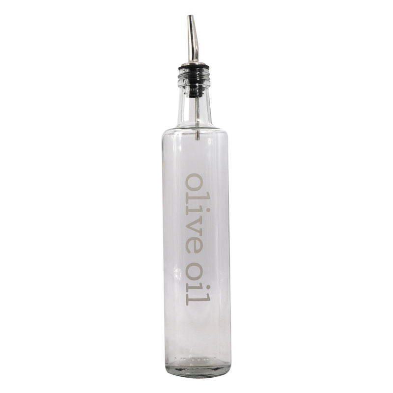 REGENT ROUND OLIVE OIL & BALSAMIC BOTTLES PRINTED, WITH POURERS EA, 500ML (335X60MM DIA)