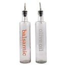 REGENT ROUND OLIVE OIL & BALSAMIC BOTTLES PRINTED, WITH POURERS EA, 500ML (335X60MM DIA)