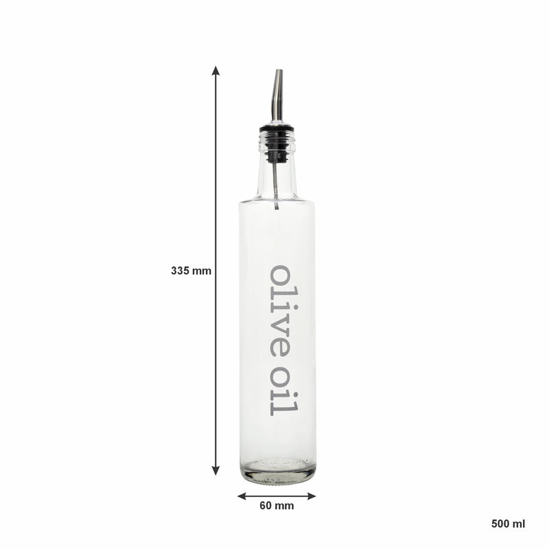 REGENT ROUND OLIVE OIL & BALSAMIC BOTTLES PRINTED, WITH POURERS EA, 500ML (335X60MM DIA)