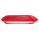MARINEX RECT. ROASTER WITH RED PLASTIC LID, 2.9LT (395X240X53MM)