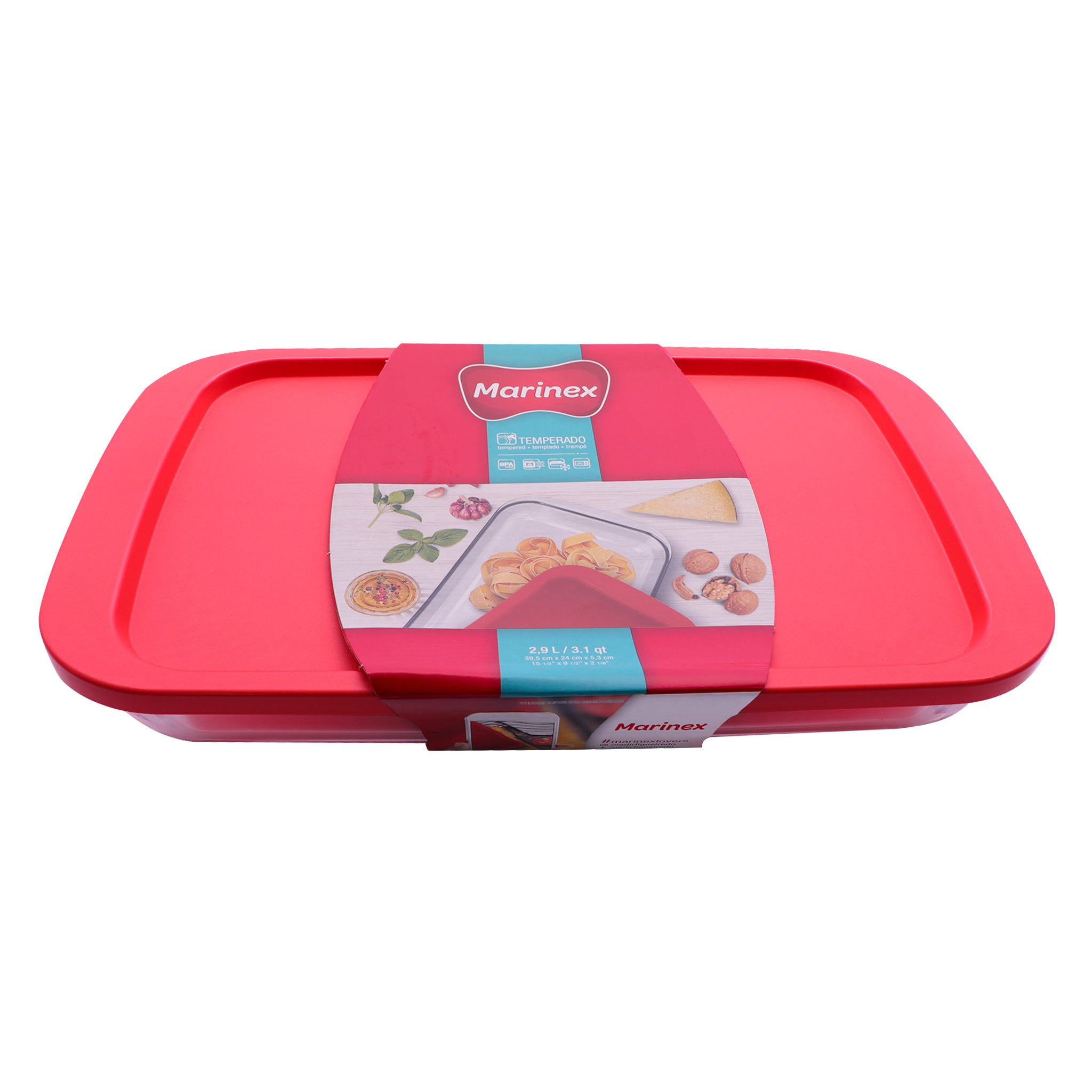 MARINEX RECTANGULAR ROASTER WITH RED PLASTIC LID, 2.9L