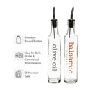 REGENT ROUND GLASS PRINTED OLIVE OIL & BALSAMIC VINEGAR BOTTLES WITH POURERS EA, 250ML