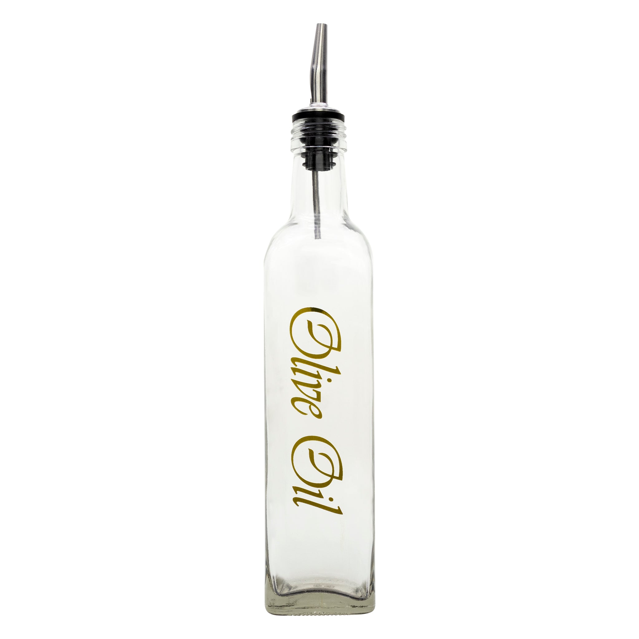 REGENT SQUARE GOLD PRINTED OLIVE OIL & VINEGAR BOTTLES WITH POURERS EA, 500ML