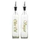 REGENT SQUARE OLIVE OIL & VINEGAR BOTTLES WITH GOLD PRINT AND POURERS EA, 500ML (262X74X74MM)