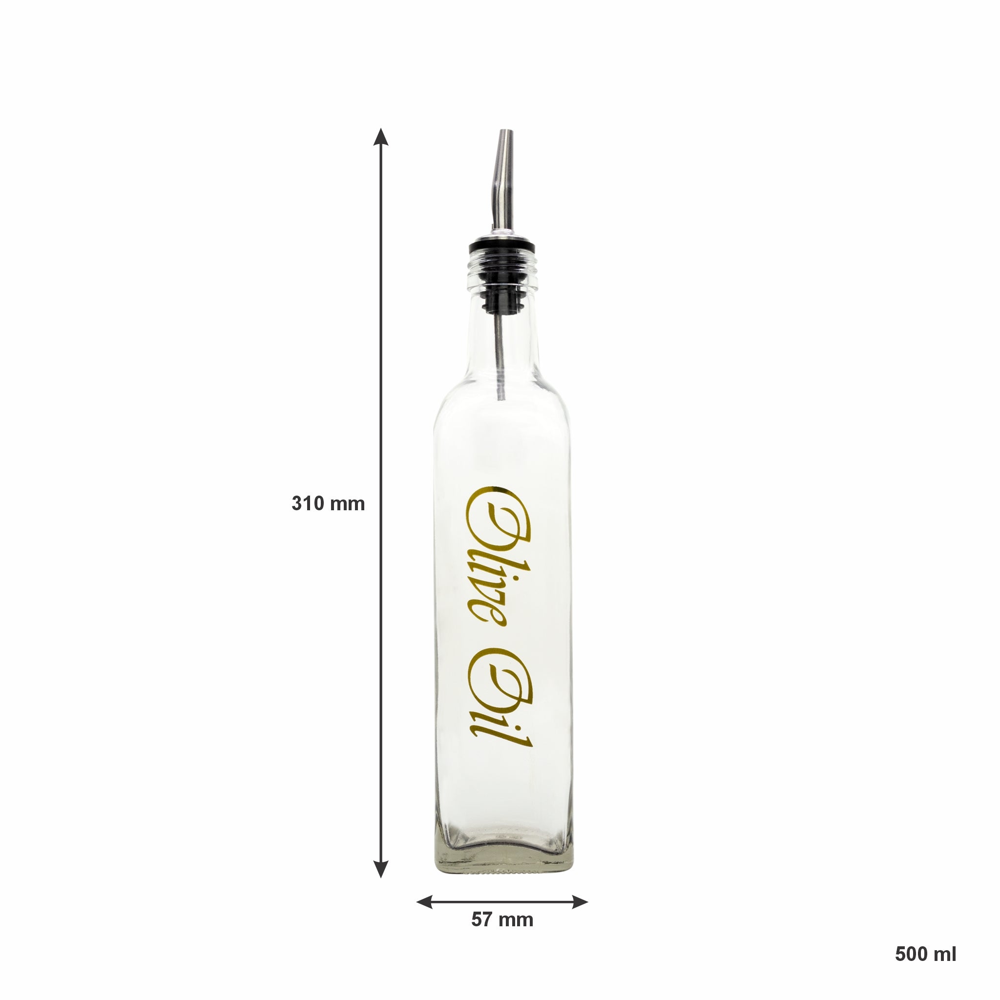 REGENT SQUARE GOLD PRINTED OLIVE OIL & VINEGAR BOTTLES WITH POURERS EA, 500ML