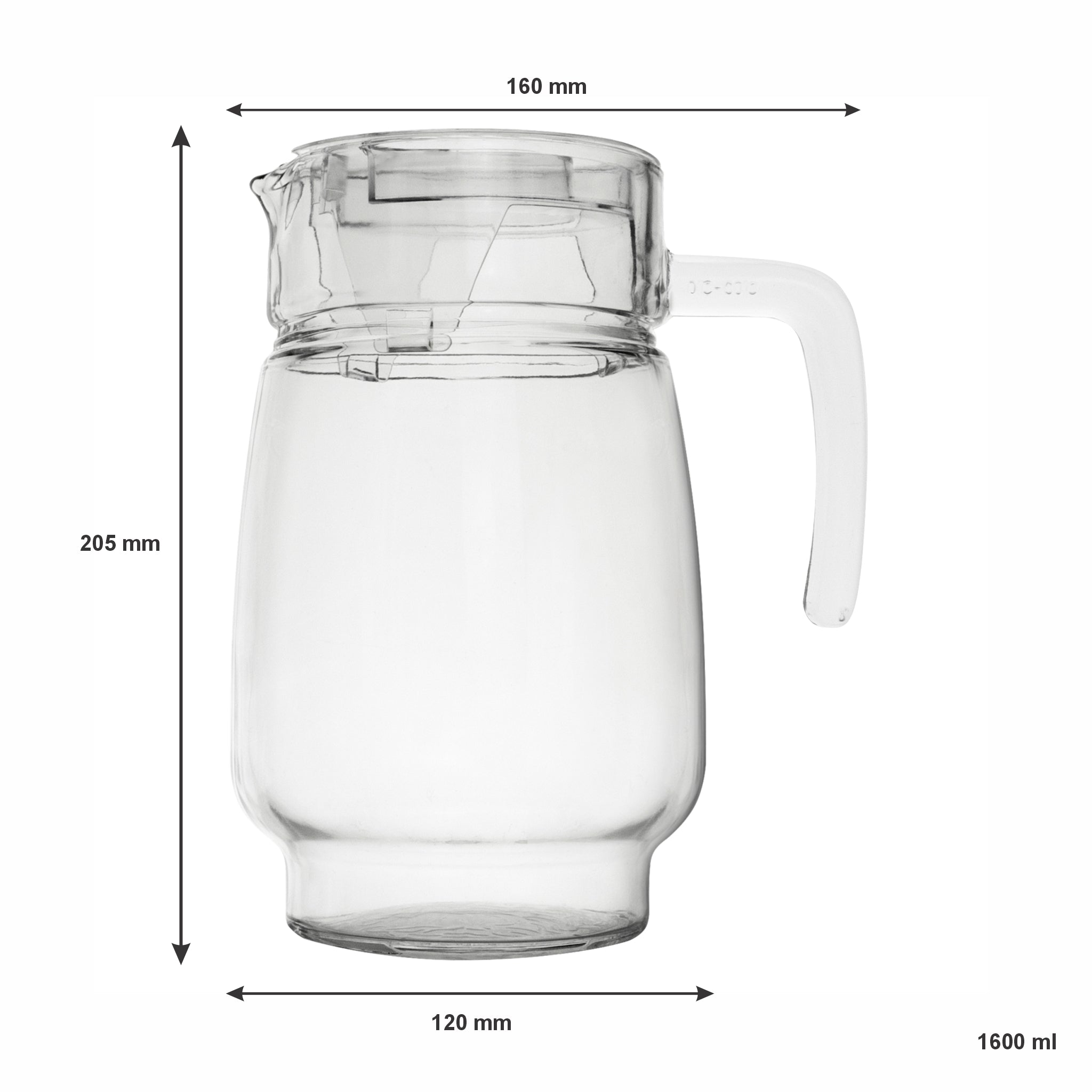 REGENT GLASS WATER JUG WITH CLEAR LID, 1.6L [CATERING]