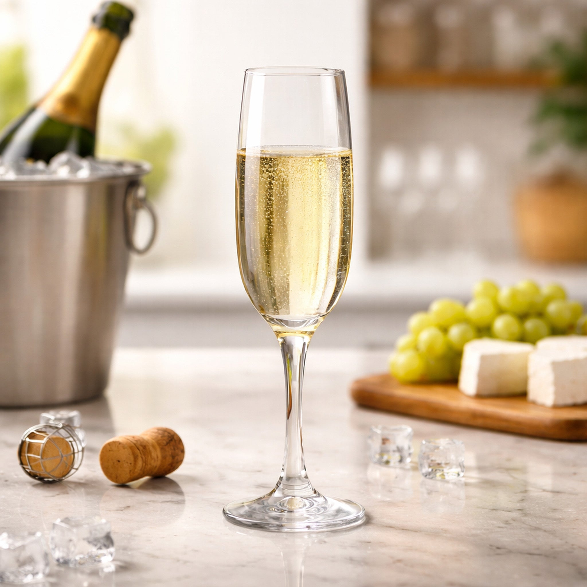 REGENT STEMMED CHAMPAGNE FLUTE GLASSES 4PK, 215ML