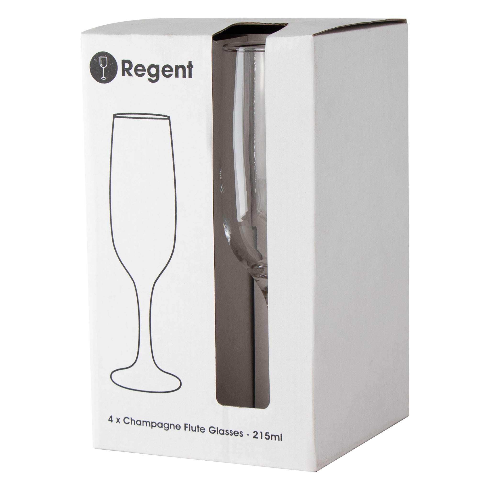 REGENT STEMMED CHAMPAGNE FLUTE GLASSES 4PK, 215ML