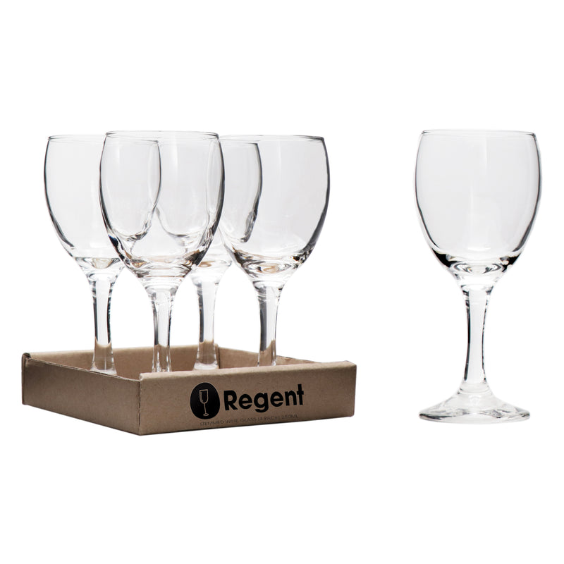 REGENT STEMMED WHITE WINE GLASS 4 PACK TRAY, (250ML)