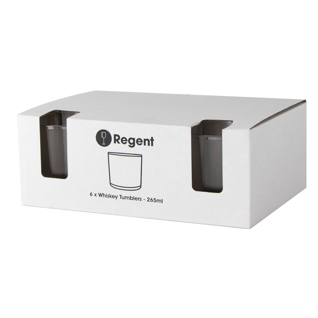 REGENT WHISKEY GLASS TUMBLERS 6PK, 265ML