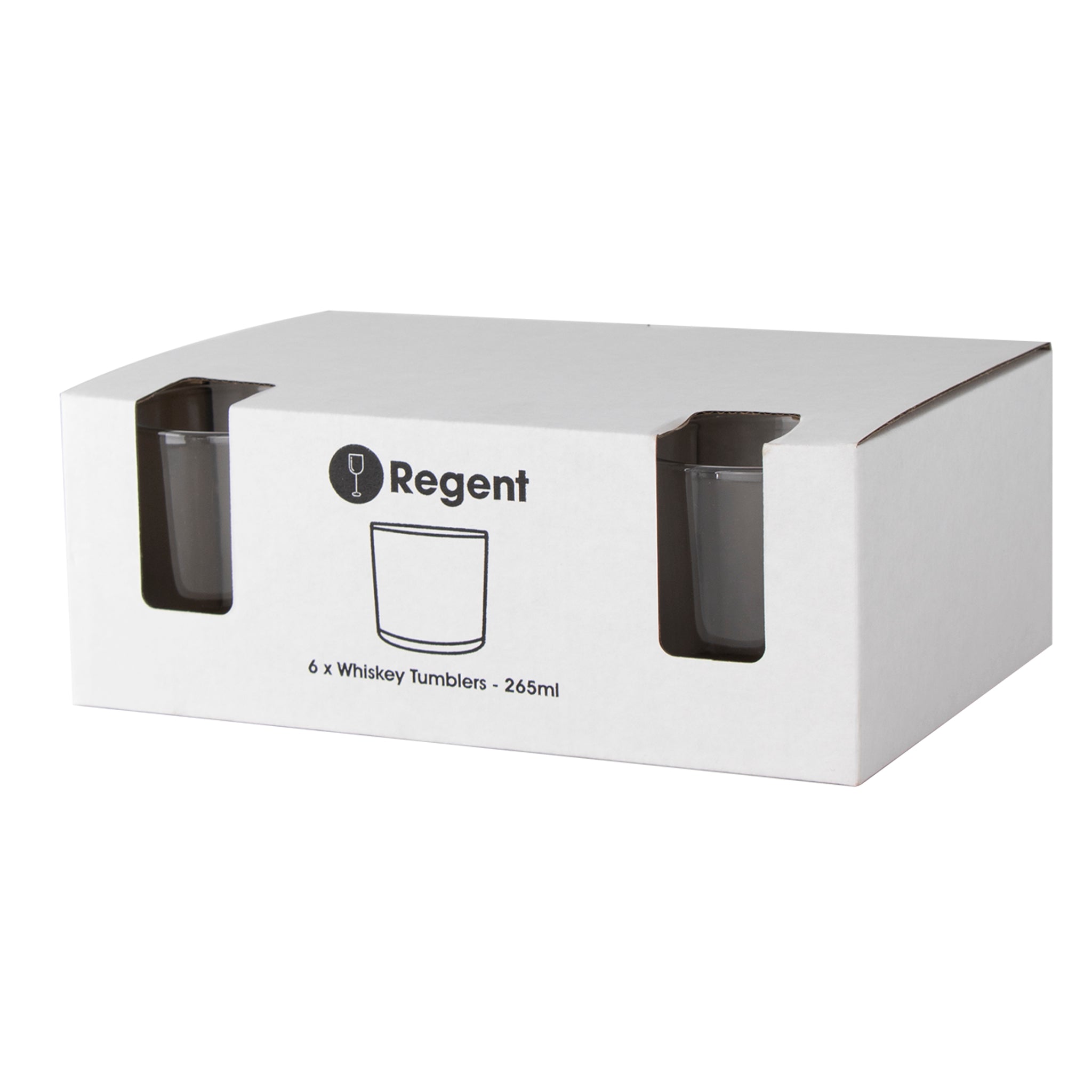 REGENT WHISKEY GLASS TUMBLERS 6PK, 265ML