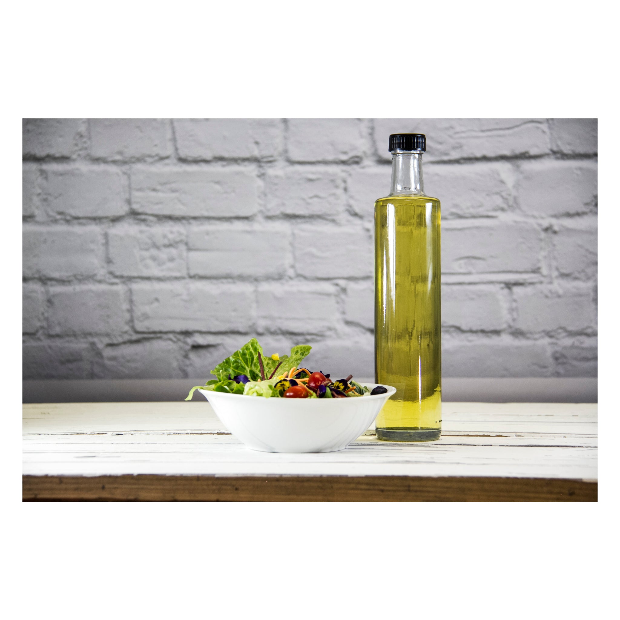 CONSOL ROUND OIL/VINEGAR BOTTLE WITH BLACK LID, 500ML