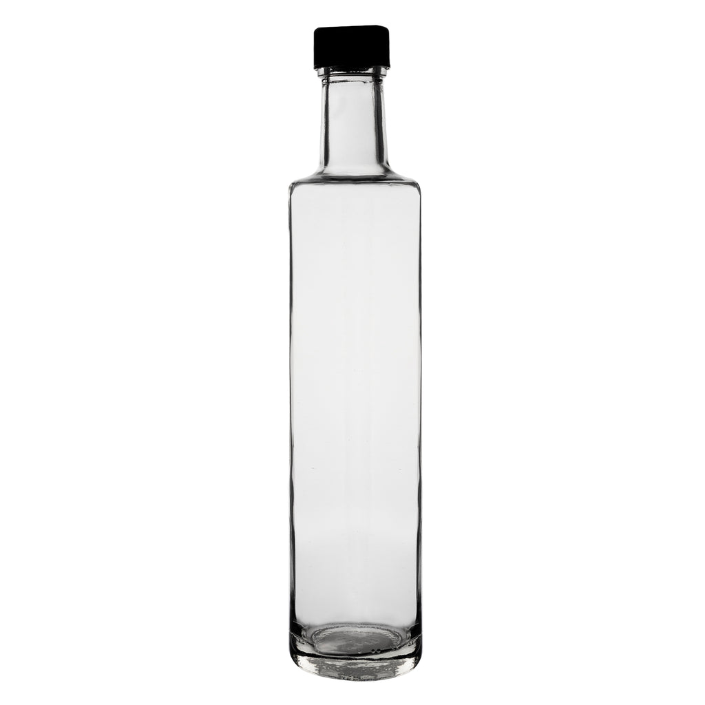 CONSOL ROUND OIL/VINEGAR BOTTLE WITH BLACK LID, 500ML