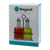 REGENT GLASS SQUARE OIL & VINEGAR BOTTLES IN A BLACK CADDY 3PK SET