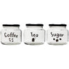 REGENT GLASS TEA, COFFEE, SUGAR PRINTED CANISTERS 3PK SET, 500ML
