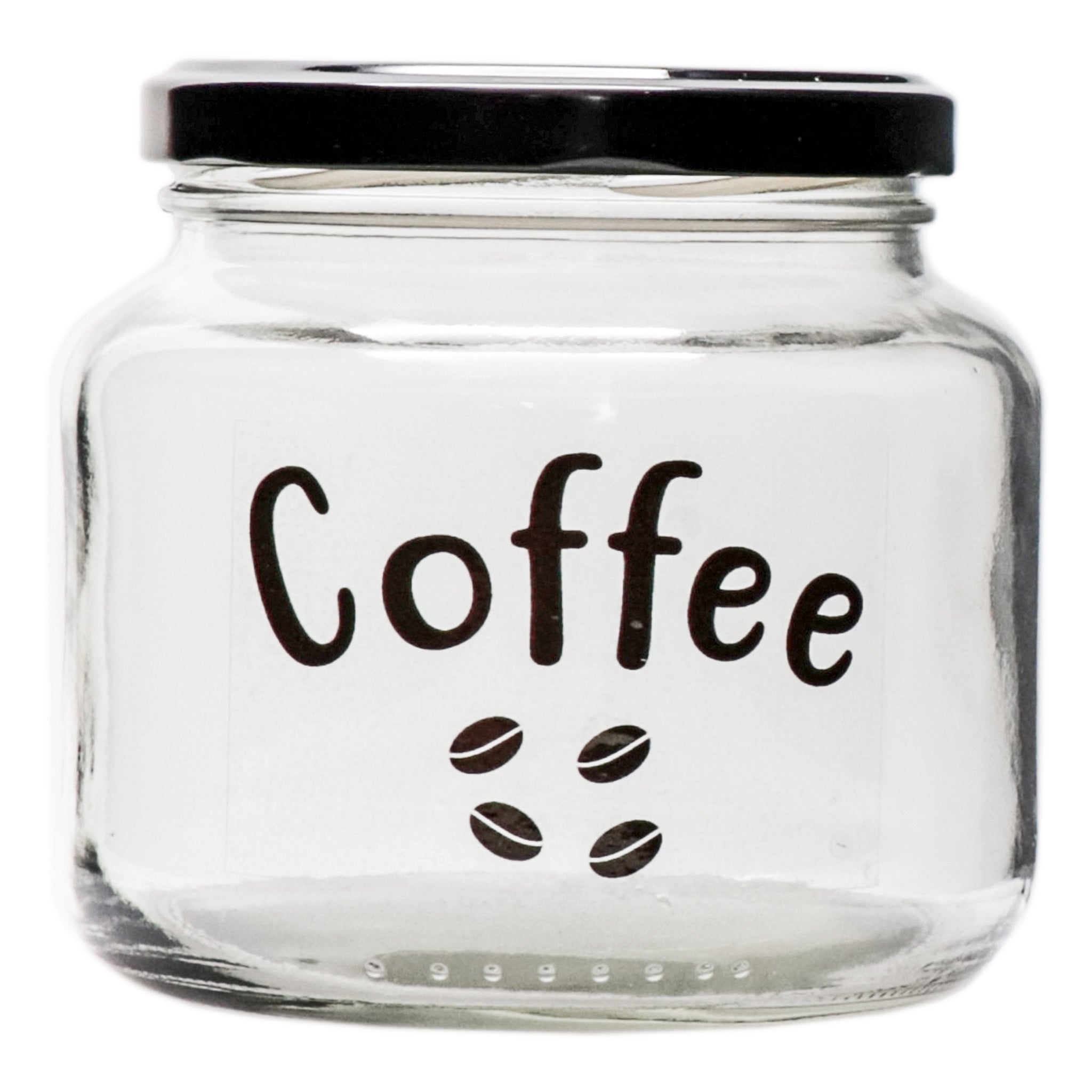REGENT GLASS TEA, COFFEE, SUGAR PRINTED CANISTERS 3PK SET, 500ML