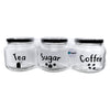 REGENT GLASS TEA, COFFEE, SUGAR PRINTED CANISTERS 3PK SET, 500ML