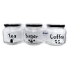 REGENT GLASS TEA, COFFEE, SUGAR PRINTED CANISTERS 3 PIECE SET, 500ML (95X100MM DIA)