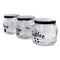 REGENT GLASS TEA, COFFEE, SUGAR PRINTED CANISTERS 3 PIECE SET, 500ML (95X100MM DIA)