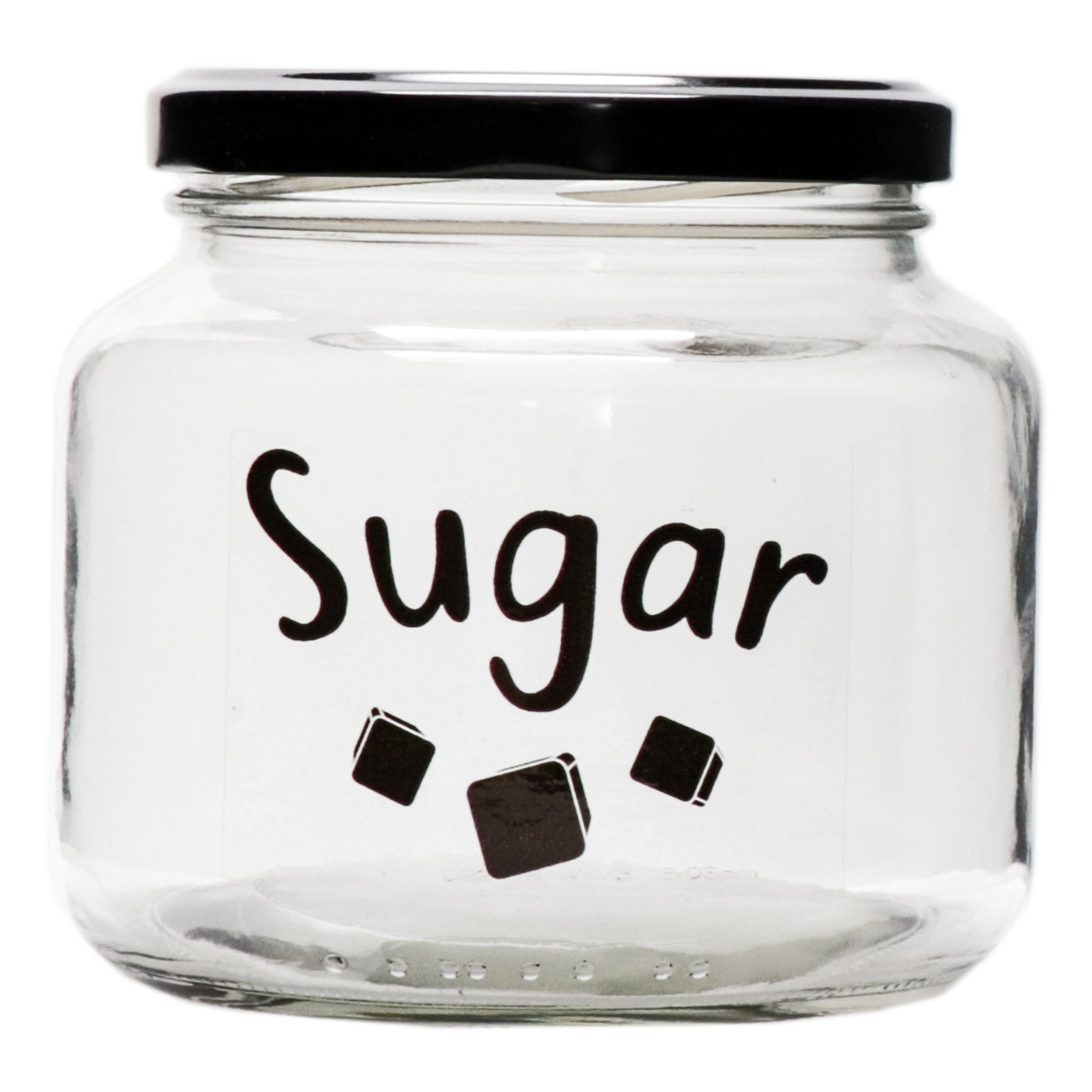 REGENT GLASS TEA, COFFEE, SUGAR PRINTED CANISTERS 3PK SET, 500ML