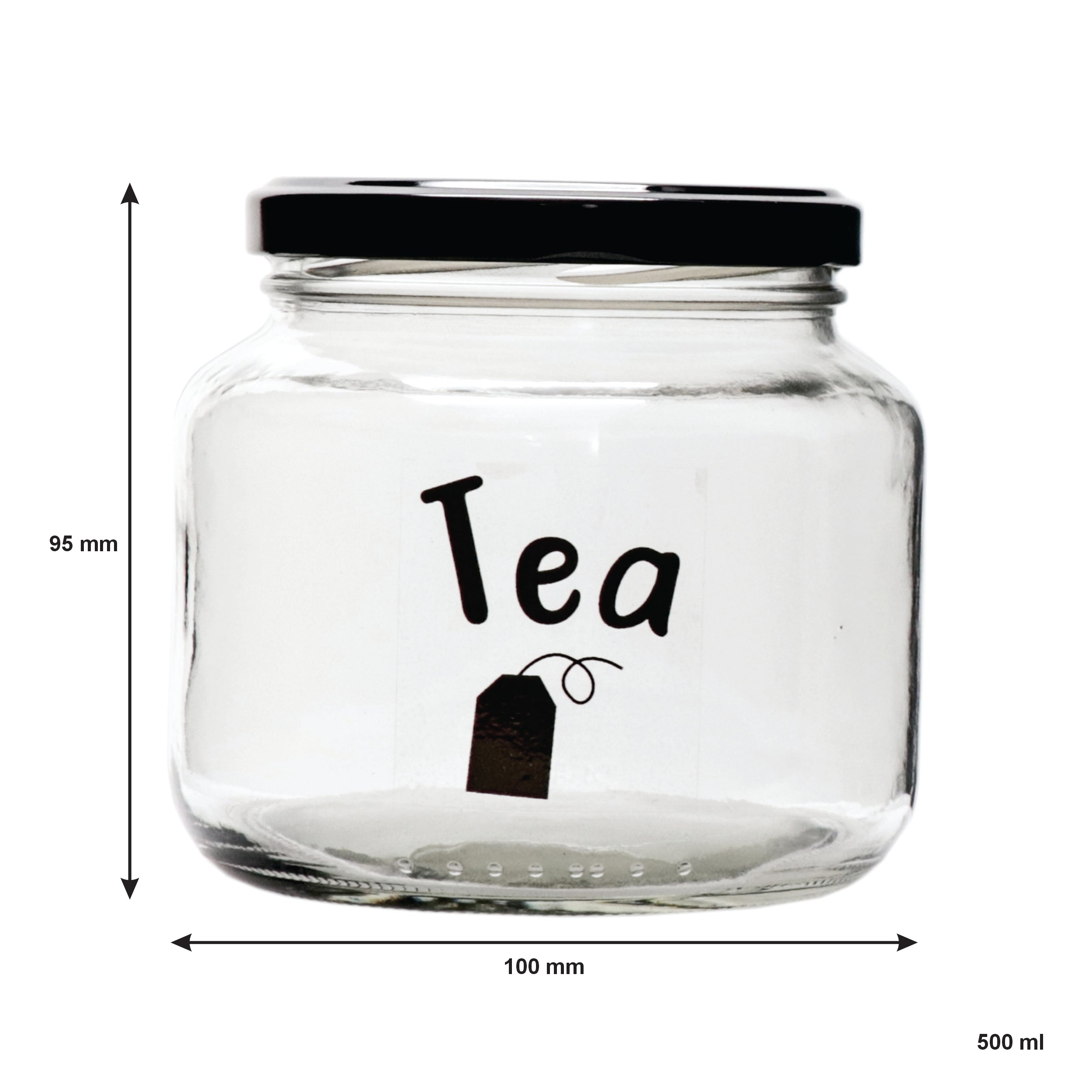 REGENT GLASS TEA, COFFEE, SUGAR PRINTED CANISTERS 3PK SET, 500ML