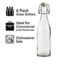 REGENT GLASS BOTTLES WITH WHITE CLIP TOP LIDS 6PK, 500ML