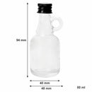 REGENT MINI GLASS BOTTLE WITH RING HANDLE AND BLACK LID 6PK, 40ML