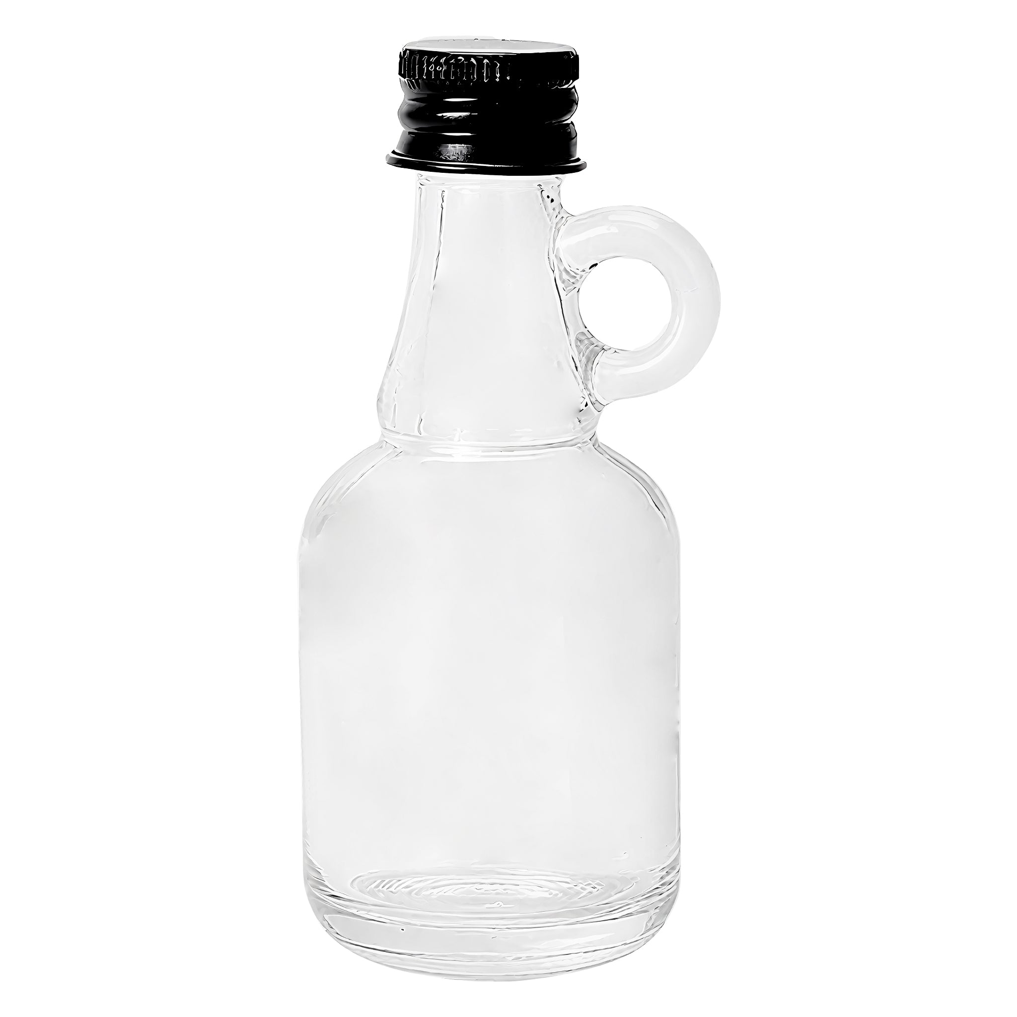 REGENT MINI GLASS BOTTLE WITH RING HANDLE AND BLACK LID 6PK, 40ML