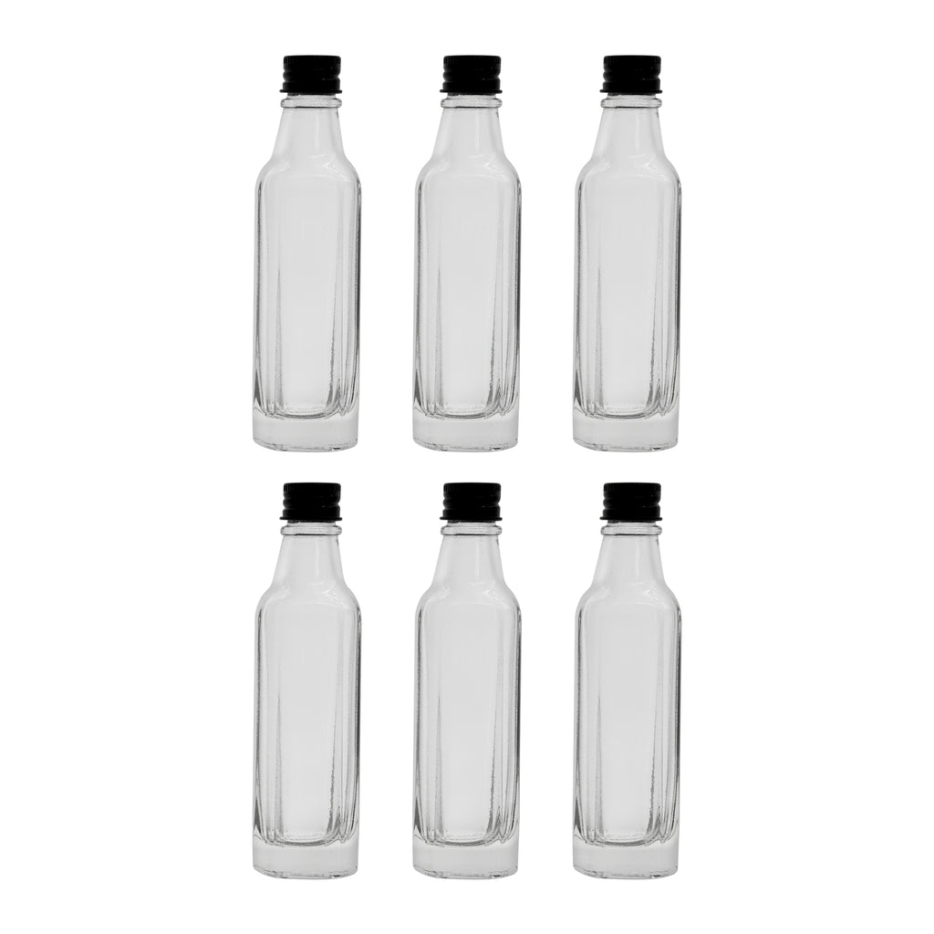 REGENT MINI GLASS BOTTLE WITH BLACK LID 6PK, 50ML