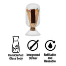 REGENT GLASS MATCHSTICK CLOCHE WITH STRIKER - INCLUDES 40 LONG-STEM MATCHES