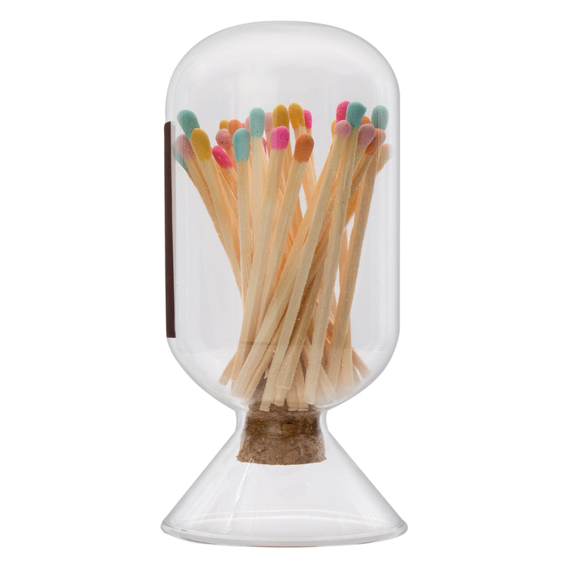 REGENT GLASS MATCHSTICK CLOCHE WITH STRIKER - INCLUDES 40 LONG-STEM MATCHES
