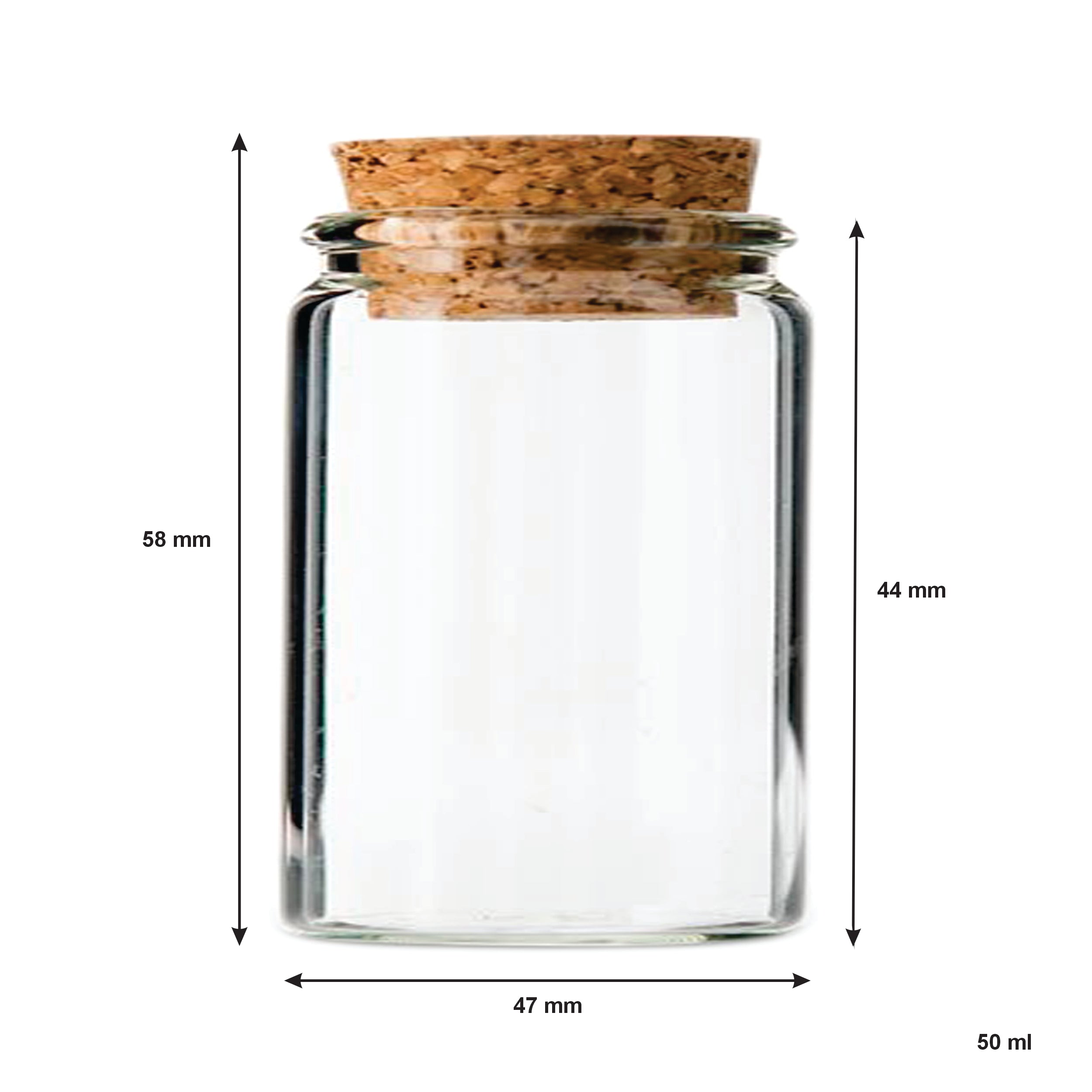 REGENT GLASS BOTTLES WITH CORK LIDS 4PK, 50ML