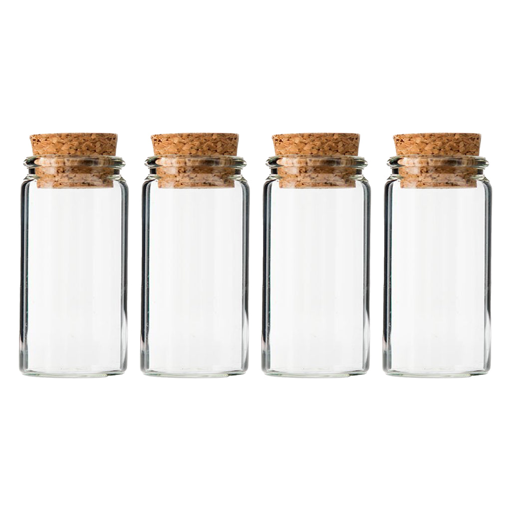 REGENT GLASS BOTTLES WITH CORK LIDS 4PCS, 95ML