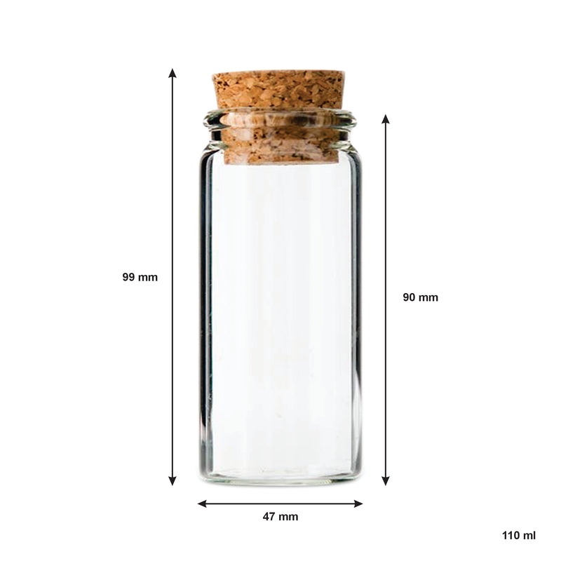 REGENT GLASS BOTTLES WITH CORK LIDS 4PCS, 110ML (47MM DIAX99MM)
