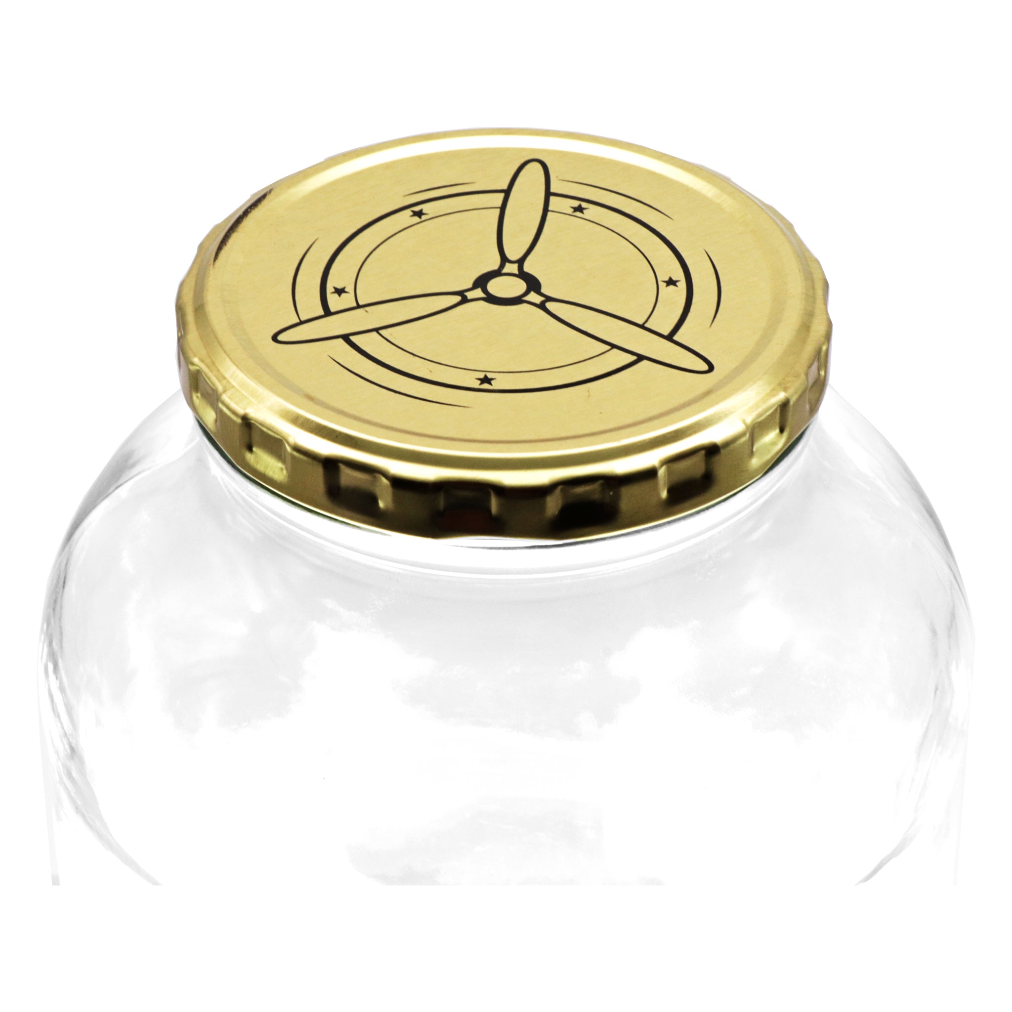REGENT GLASS STORAGE JAR WITH GOLD LID LIFE IS A JOURNEY & AVIATORS CLUB 2PK, 2L