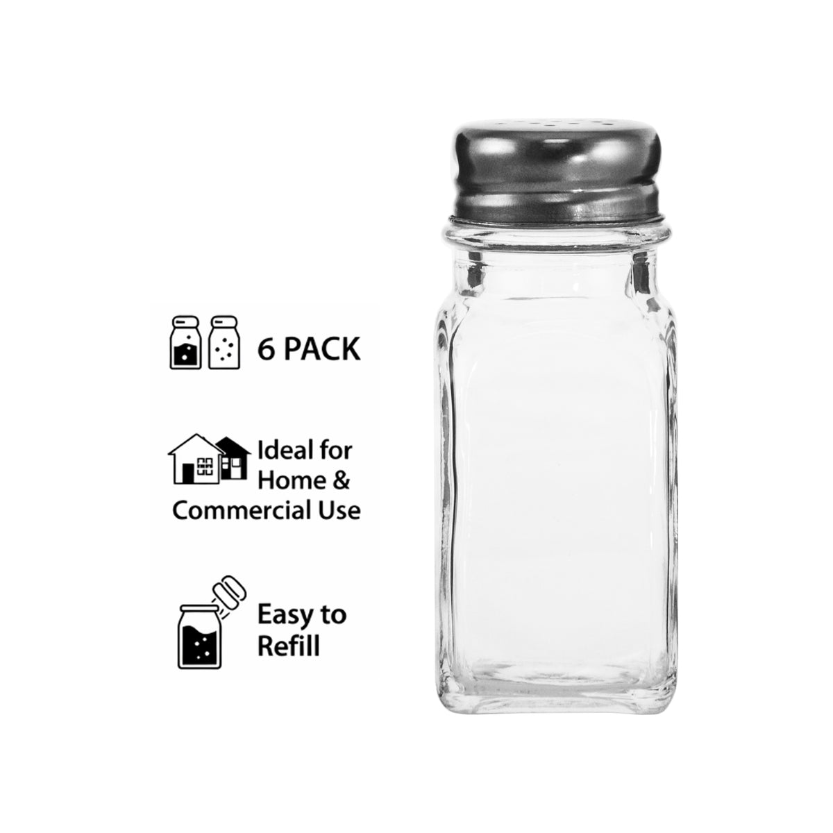 REGENT CLEOPATRA SALT & PEPPER GLASS SHAKERS 6PK, 85ML