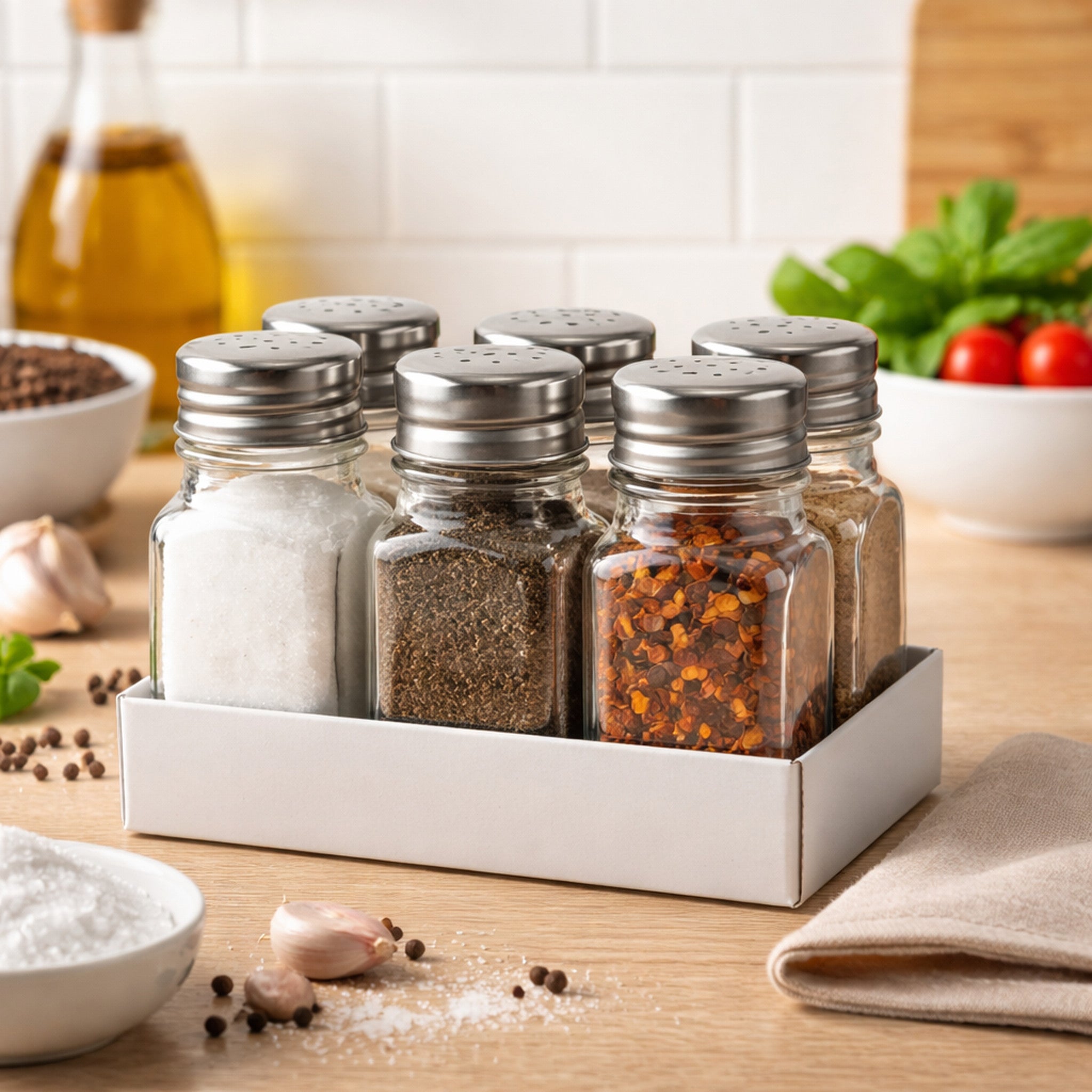 REGENT CLEOPATRA SALT & PEPPER GLASS SHAKERS 6PK, 85ML