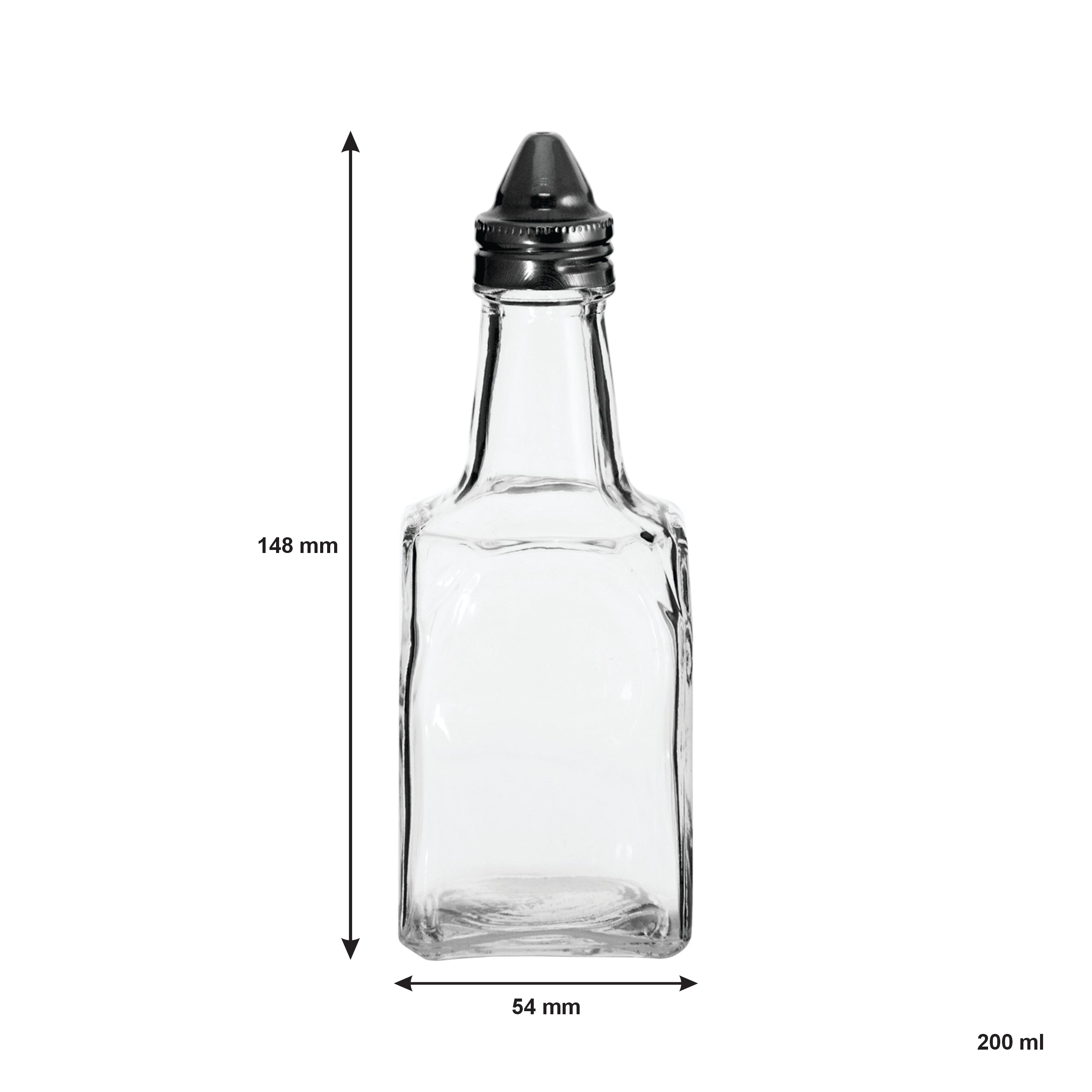 REGENT SQUARE BASE OIL & VINEGAR GLASS BOTTLE 6PK, 200ML