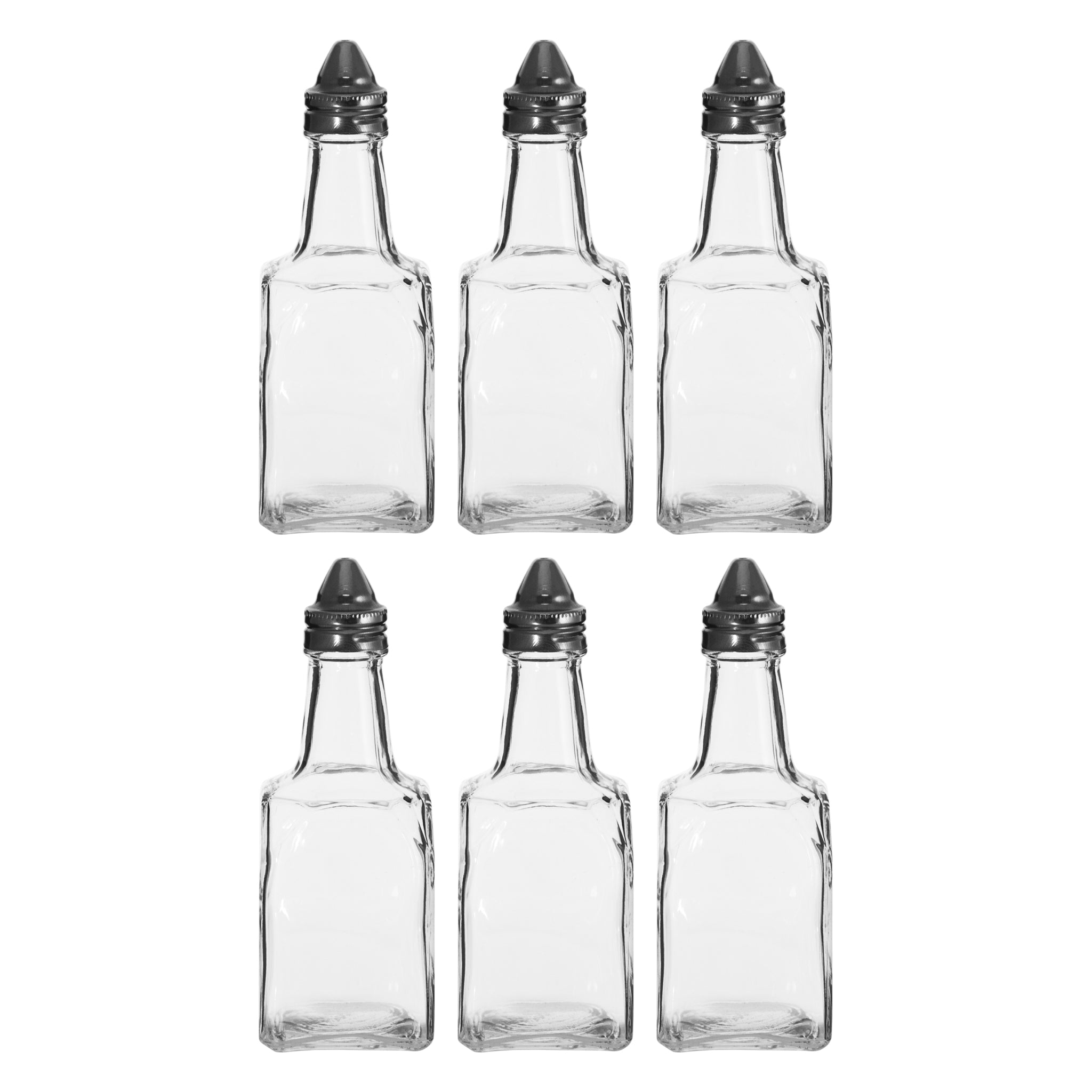 REGENT SQUARE BASE OIL & VINEGAR GLASS BOTTLE 6PK, 200ML
