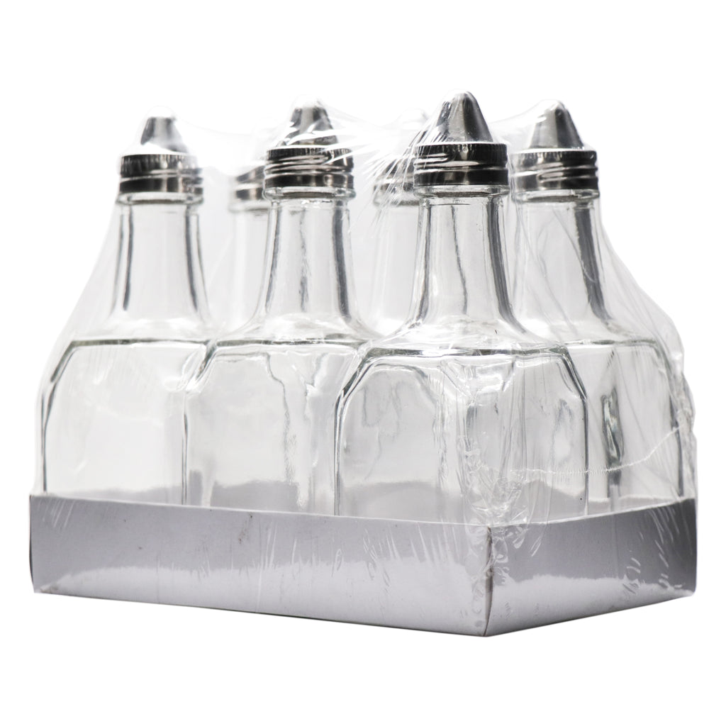 REGENT SQUARE BASE OIL & VINEGAR GLASS BOTTLE 6 PACK, 200ML (148X54X54MM)