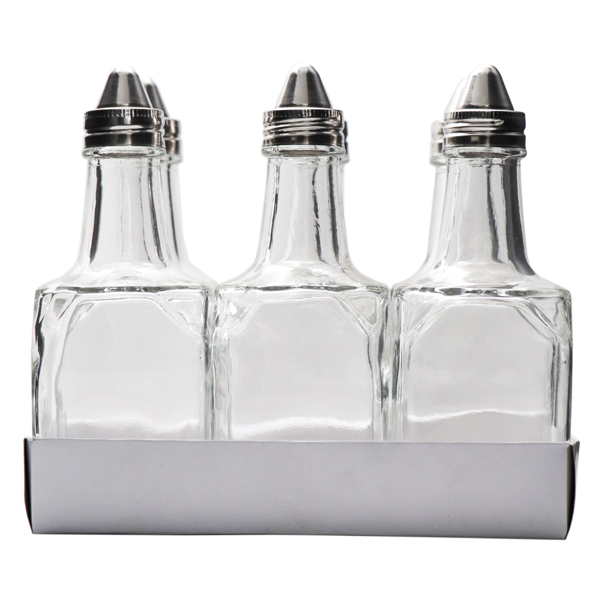 REGENT SQUARE BASE OIL & VINEGAR GLASS BOTTLE 6PK, 200ML