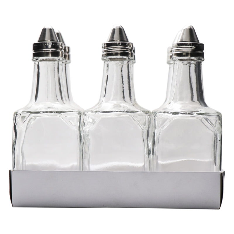 REGENT SQUARE BASE OIL & VINEGAR GLASS BOTTLE 6 PACK, 200ML (148X54X54MM)