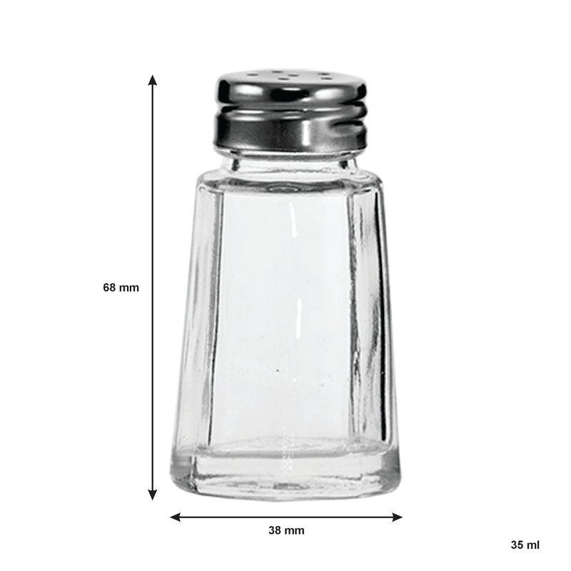 REGENT SALT & PEPPER GLASS SHAKERS 6 PACK, 35ML (68X38X38MM)